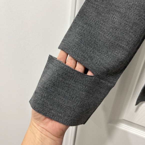 Evidnt NWT Mock Turtleneck Knit Sweater Top Medium Heather Gray Cut Sleeve - Picture 3 of 8